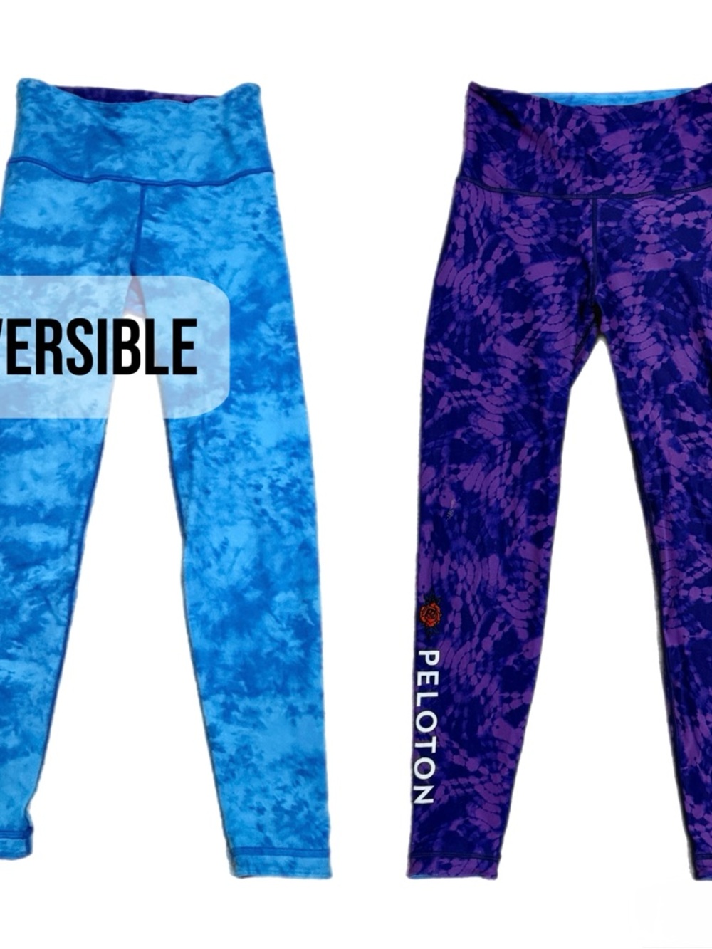 Peloton x Grateful Dead Reversible Leggings Medium Blue Purple Tie Dye Yoga
